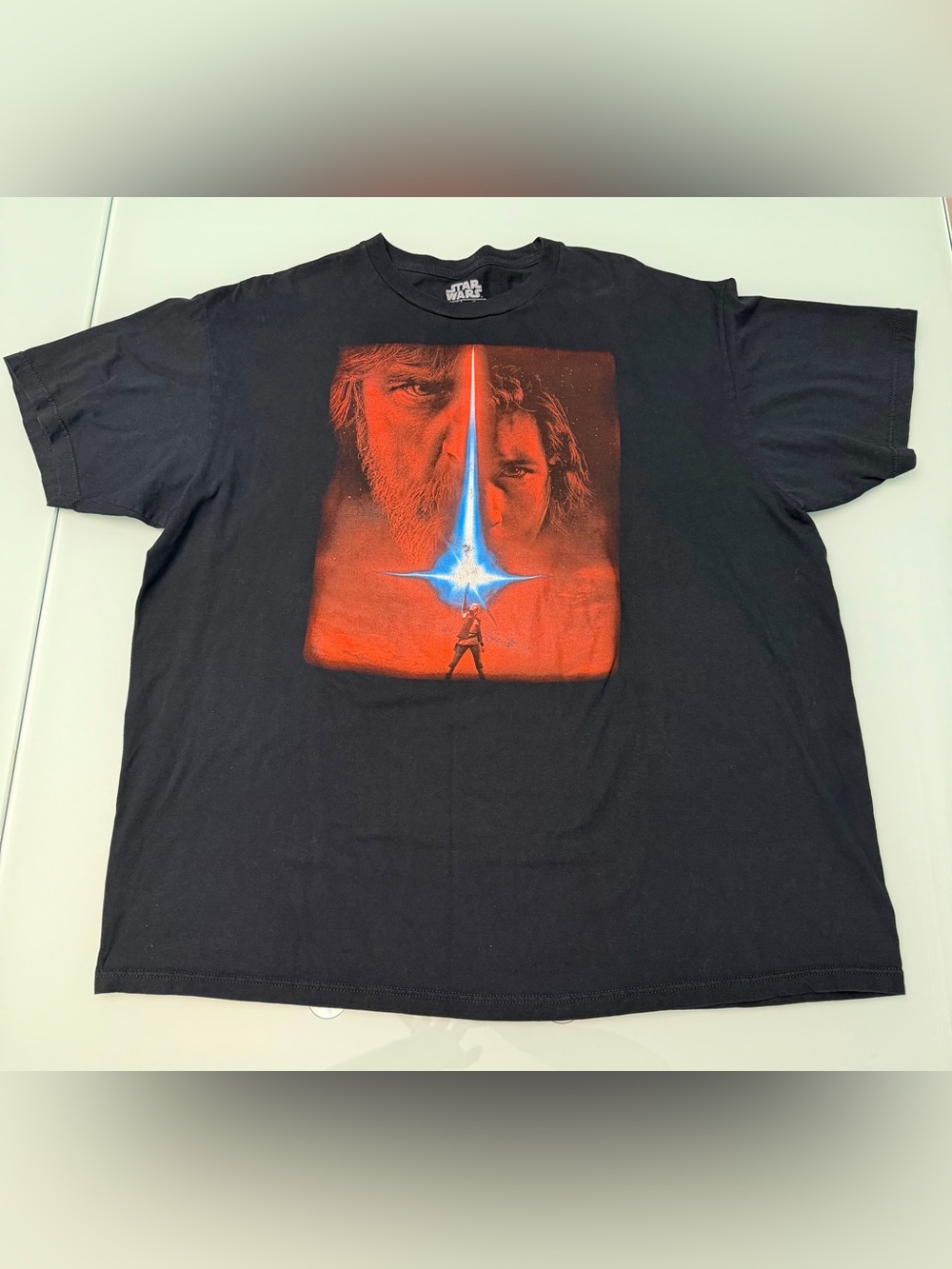 Star Wars Black Graphic Tee Men with Orange  and Blue Artwork XXL